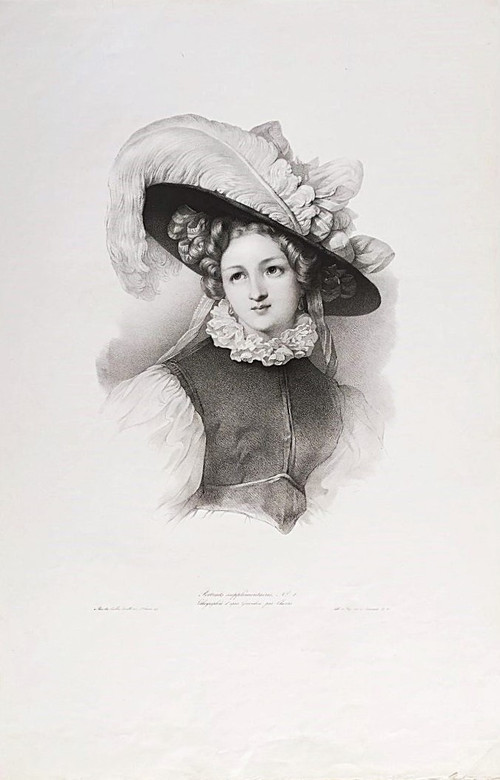 Grevedon Portrait Of A Lady Lithograph 19th Century Old Print