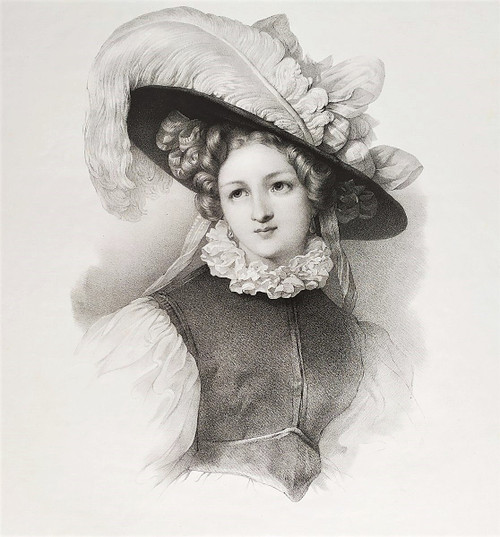 Grevedon Portrait Of A Lady Lithograph 19th Century Old Print