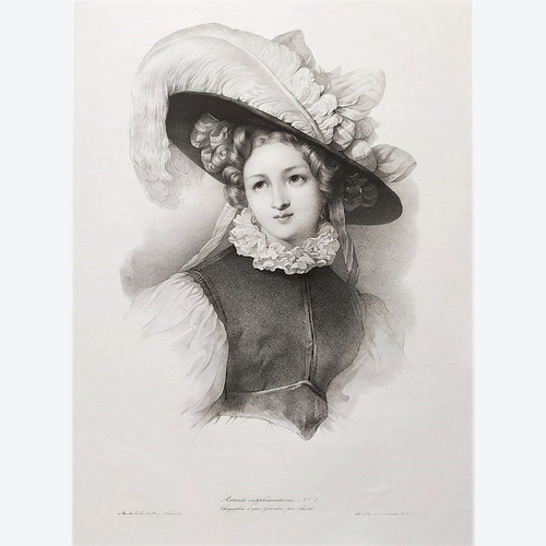 Grevedon Portrait Of A Lady Lithograph 19th Century Old Print