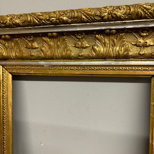 Antique gold and silver leaf frame 19th century . Mis 69 x 54 . Useful interior 47 x 33 , 50