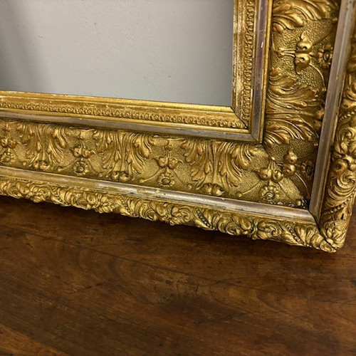 Antique gold and silver leaf frame 19th century . Mis 69 x 54 . Useful interior 47 x 33 , 50