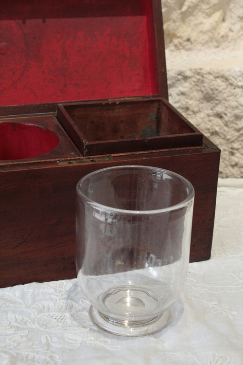 English tea chest with glass mixer 19th century