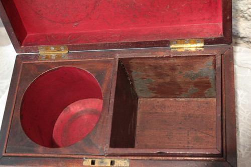 English tea chest with glass mixer 19th century