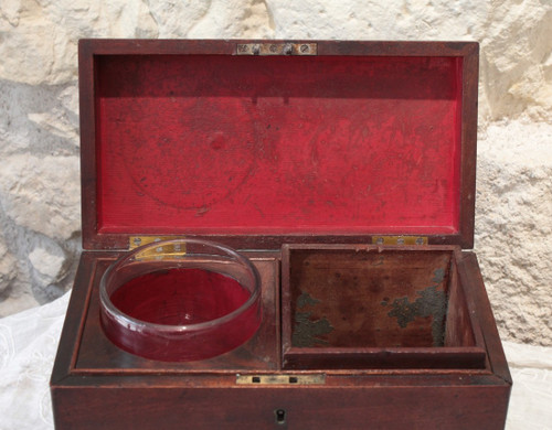 English tea chest with glass mixer 19th century