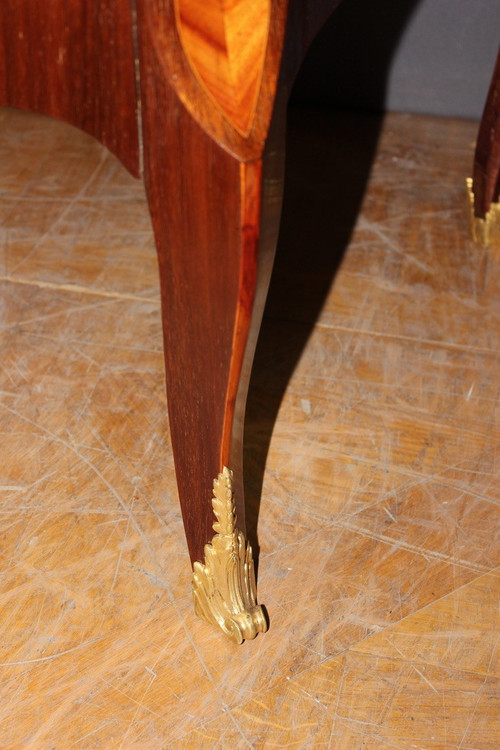 Transition Chest Of Drawers In Marquetry End XIX