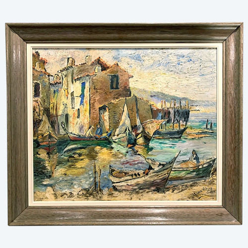 Ansicht von Martigues um 1950, Provence, die Fischer, Ecole Provençale