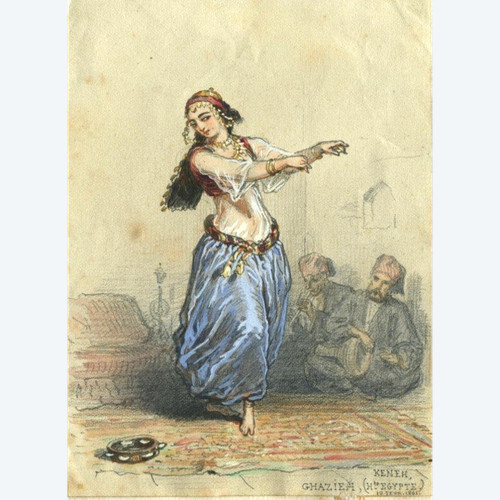 Henri DE MONTAUT (1825-1890) Oriental dancer - Early Orientalist drawing