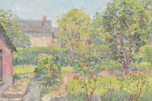 Maurice Léan (XXe) Le jardin en fleur Huile sur toile 