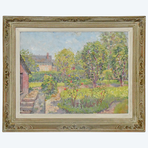 Maurice Léan (XXe) Le jardin en fleur Huile sur toile 