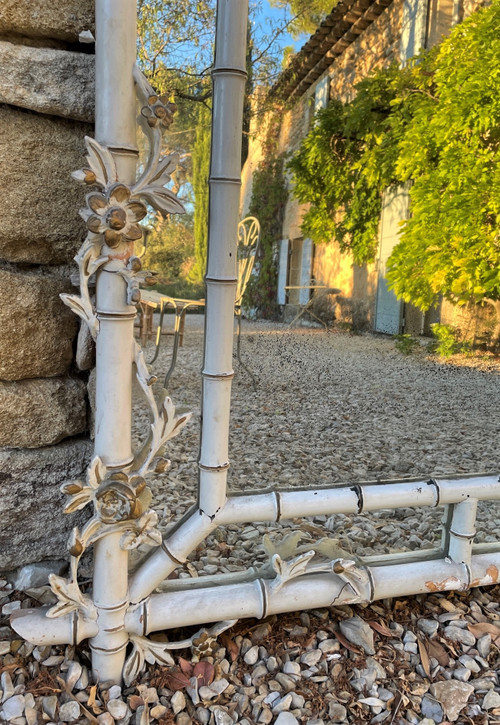 Grande specchio da veranda in finto bambù, salotto d'inverno 1900 circa