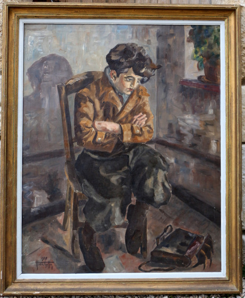 Hanne Tartter 1937: Seated adolescent, large oil on canvas