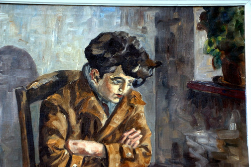 Hanne Tartter 1937: Seated adolescent, large oil on canvas