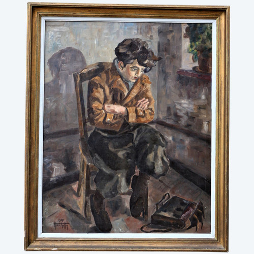 Hanne Tartter 1937: Seated adolescent, large oil on canvas