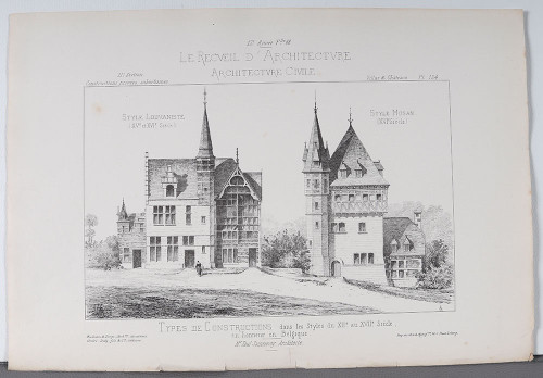 Architecture, Set of 3 engravings, 31x46 cm, early 20th century