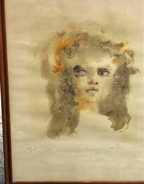 Leonor FINI : visage, lithographie signée et numérotée