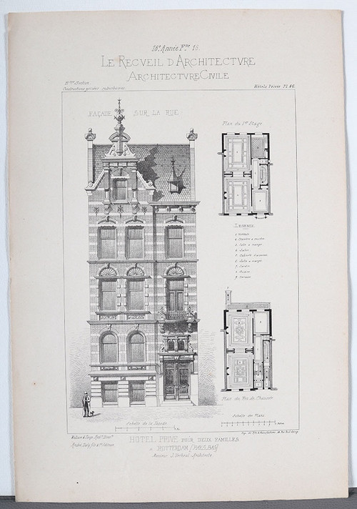 Architecture, Set of 3 engravings, 31x46 cm, early 20th century