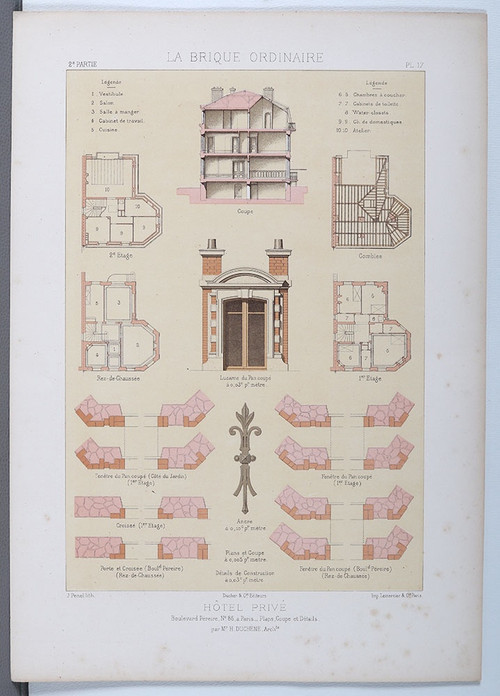 Architecture, Set of 3 silkscreen prints, 32x45cm, early 20th century