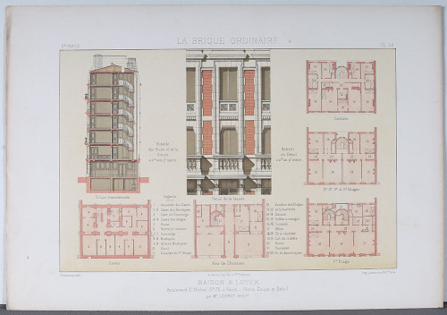 Architecture, Set of 3 silkscreen prints, 32x45cm, early 20th century