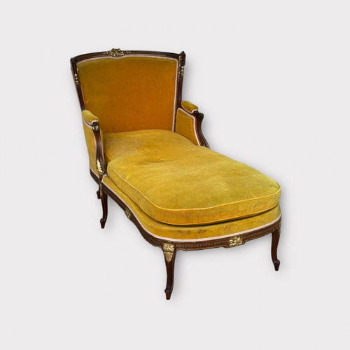 Louis XVI Style Bench - Chaise Longue - Daybed in Mahogany from the Napoleon III Period