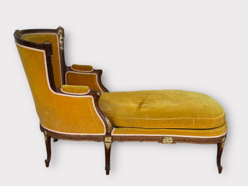 Louis XVI Style Bench - Chaise Longue - Daybed in Mahogany from the Napoleon III Period