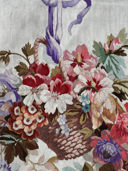 PAAR HANDGEWEBTER AUBUSSON-TAPESTRIE AUS DEM FRÜHEN 19. Jh. MIT BLUMENDEKOR