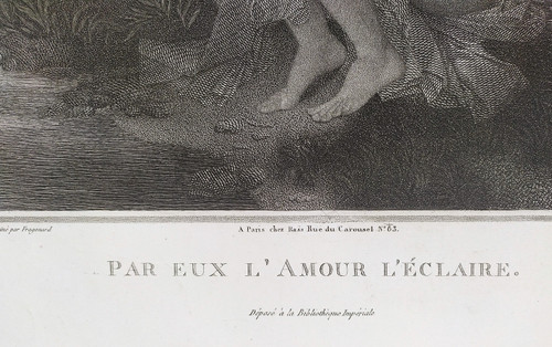 Etching Neoclassical Engraving Portrait Of A Lady Female Nude After Fragonard 19th C  Old Print