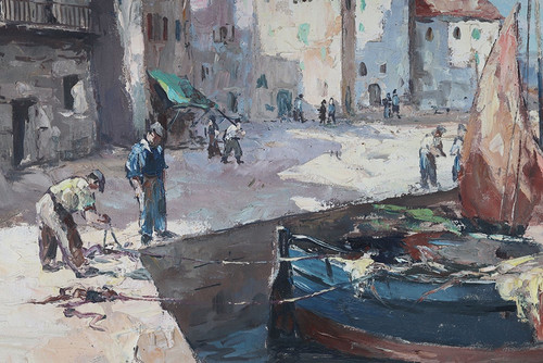 Martigues, 120 cm, Marcel MASSON (Antoine BLANCHARD) 1910/1988, Côte d’Azur, Französische Schule