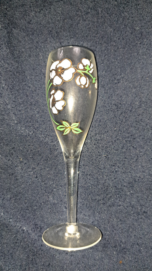 5 Perrier Jouet Belle Epoque Painted Enameled Anemones Champagne Flutes