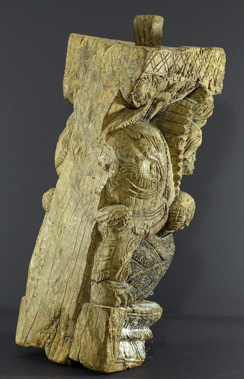 India, Tamil Nadu Region, 17th-18th Century, Wooden Architectural Element Representing a Yali.