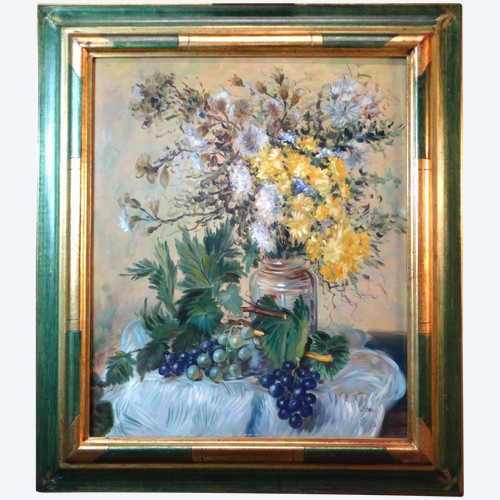 French school 20th century. Bouquet of flowers. Oil on panel. Signed Leas