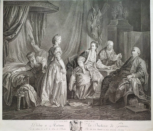 Etching Romantic Engraving The Useless Lesson By Helman After Leprince 18th Century Old Print