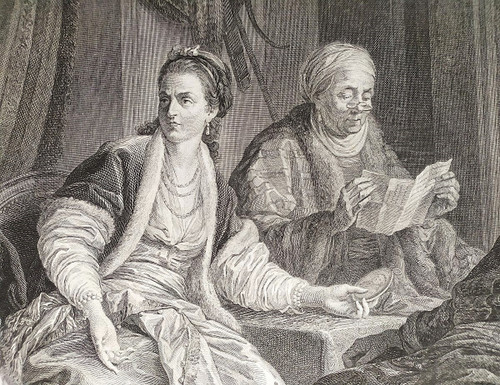 Etching Romantic Engraving The Useless Lesson By Helman After Leprince 18th Century Old Print