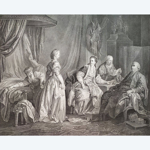 Etching Romantic Engraving The Useless Lesson By Helman After Leprince 18th Century Old Print