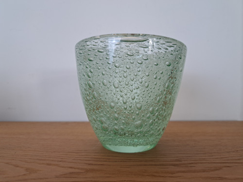 Daum, Nancy, Vase, grünes Blasenkristall, um 1950.