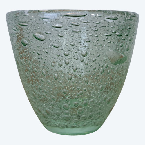 Daum, Nancy, Vase, grünes Blasenkristall, um 1950.