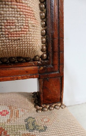 Armchair in Ash and cross stitch, Regency period - Early 18th century