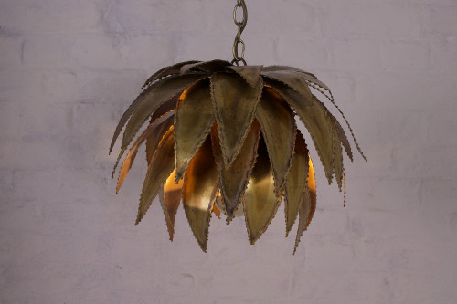 Agave brass pendant light Maison Jansen