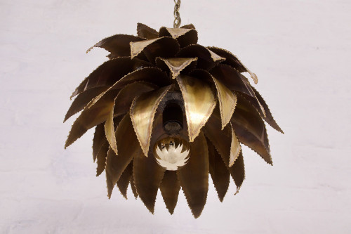 Agave brass pendant light Maison Jansen