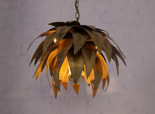 Agave brass pendant light Maison Jansen