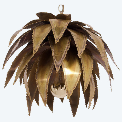 Agave brass pendant light Maison Jansen