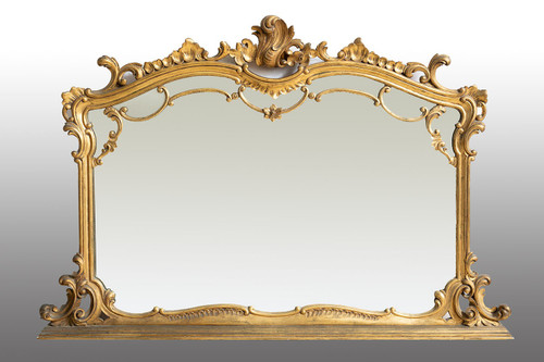 Miroir doré ancien de la fin du 20ème siècle.