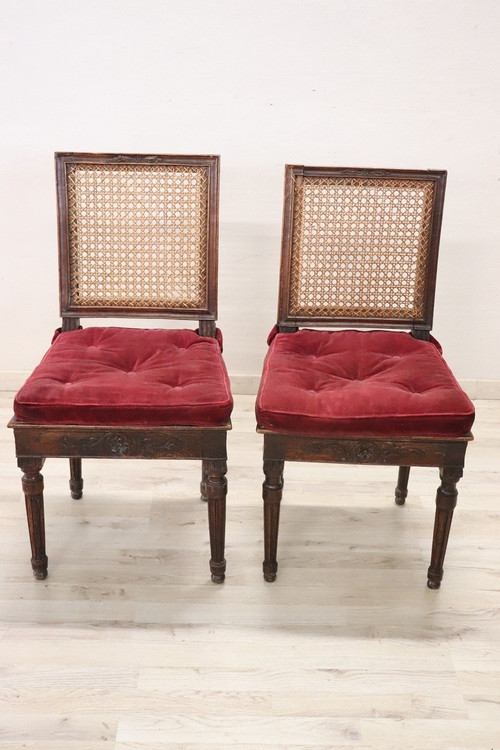 Walnut and Vienna Straw Sofa with Chairs,18th Century