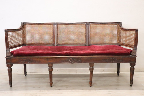 Walnut and Vienna Straw Sofa with Chairs,18th Century