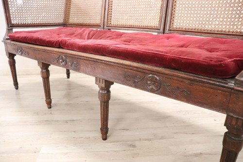 Walnut and Vienna Straw Sofa with Chairs,18th Century