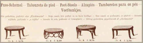 Poggiapiedi in canna, 1910 di Mundus, no Thonet- FUßSCHEMEL Pére Chair C