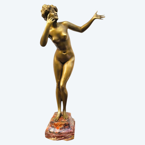 P Philippe, Nude Woman in Bronze, Art Deco, 20th Century