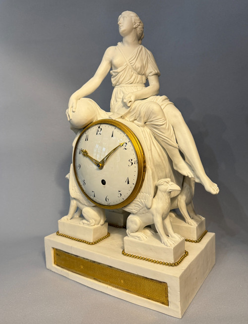 Louis XVI allegorical clock in biscuit "Uranie" 18th century period