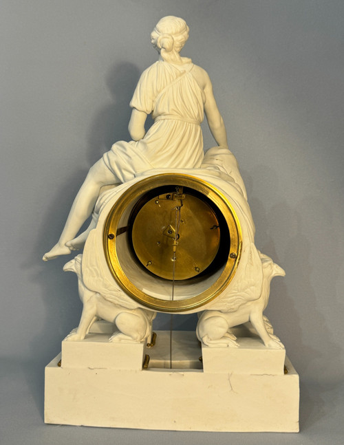 Louis XVI allegorical clock in biscuit "Uranie" 18th century period