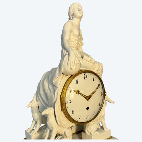 Louis XVI allegorical clock in biscuit "Uranie" 18th century period