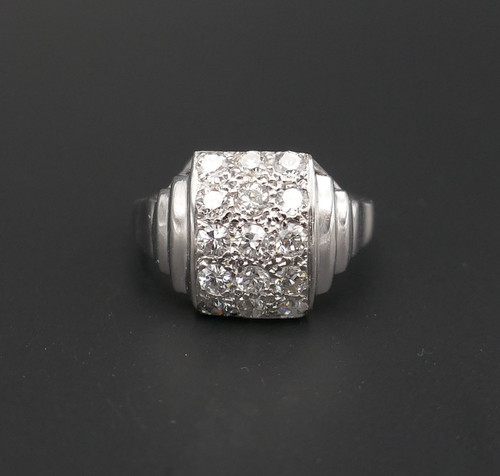 Diamond, Platinum and 18K White Gold Ring.